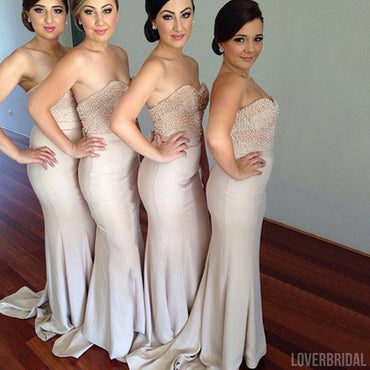 Beading Sweet Heart Sexy Mermaid Women Inexpensive Long Bridesmaid Dresses for Wedding Party Guest, WG156