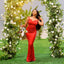 Bright Red Mermaid Spaghetti Straps Cheap Long Bridesmaid Dresses,WG1354