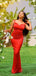 Bright Red Mermaid Spaghetti Straps Cheap Long Bridesmaid Dresses,WG1354