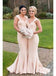 Champagne Cap Sleeves Mermaid Cheap Long Bridesmaid Dresses Online, WG343