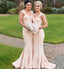 Champagne Cap Sleeves Mermaid Cheap Long Bridesmaid Dresses Online, WG343