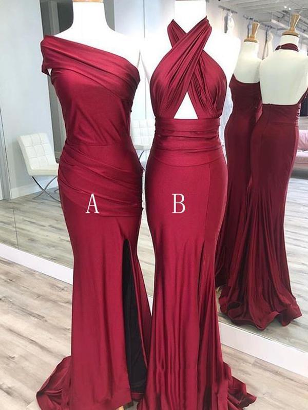 Cheap Red Mismatched Cheap Custom Long Bridesmaid Dresses, WG238