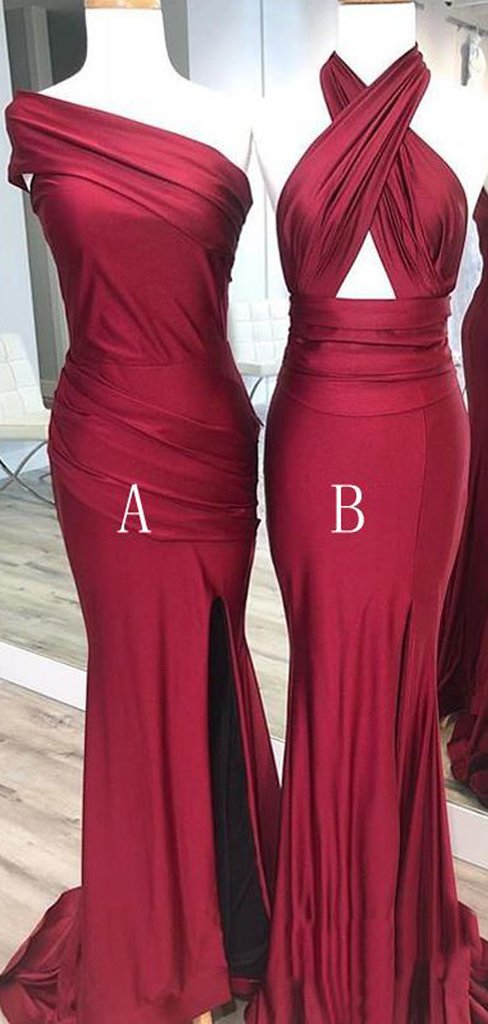 Cheap Red Mismatched Cheap Custom Long Bridesmaid Dresses, WG238