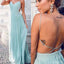 Cheap Simple Chiffon Open Back Cheap Tiffany Blue Prom Dress, Junior Sexy Long Wedding Party Dresses, WG50