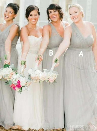 Convertible Soft Tulle Sage Green Long Cheap Bridesmaid Dresses Online, WG607