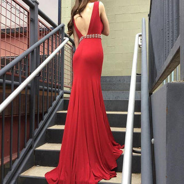Deep V Neckline Mermaid Evening Prom Dresses, Long Backless Sexy Party Prom Dress, Custom Long Prom Dresses, Cheap Formal Prom Dresses, 17126