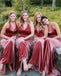 Dusty Rose Mermaid Spaghetti Straps Cheap Long Bridesmaid Dresses Online, WG963