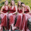 Dusty Rose Mermaid Spaghetti Straps Cheap Long Bridesmaid Dresses Online, WG963