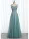 Elegant Blue A-line Spaghetti Straps Maxi Long Prom Dresses,Evening Dresses,12953