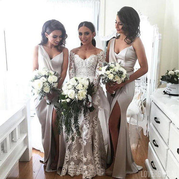 Elegant Sexy Unique Side Slit New Arrival Cheap Long Wedding Bridesmaid Dresses, WG319