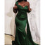 Emerald Green Mermaid One Shoulder Cheap Long Bridesmaid Dresses,WG1295