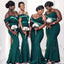 Emerald Green Mermaid Spaghetti Straps Cheap Long Bridesmaid Dresses,WG1258