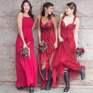 Fuchsia Mismatched Custom Made Cheap Long Bridesmaid Dresses Online, WG336