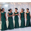 Green Mermaid Off Shoulder Cheap Long Bridesmaid Dresses Online,WG986