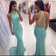 High Neck Tiffany Blue Sexy Open Back Mermaid Long Party Prom Dress, 2017 Cheap Prom Dresses,PD0030