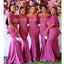 Hot Pink Mermaid Off Shoulder Cheap Long Bridesmaid Dresses,WG1213