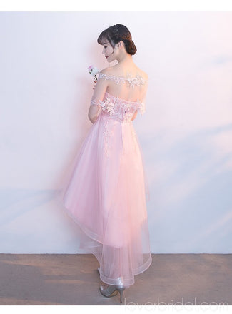 Lace High Low Sweetheart Pink Homecoming Dresses Online, Cheap Short Prom Dresses, CM792