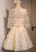 Lace Long Sleeve Open Back Homecoming Prom Dresses, Affordable Short Party Prom Dresses, Perfect Homecoming Dresses, CM282