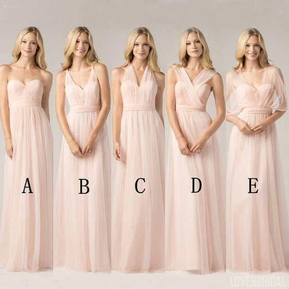 Long Chiffon Blush Pink Convertible Bridesmaid Dresses, Cheap Custom 2018 Bridesmaid Dresses, Cheap Bridesmaid Gown, WG151