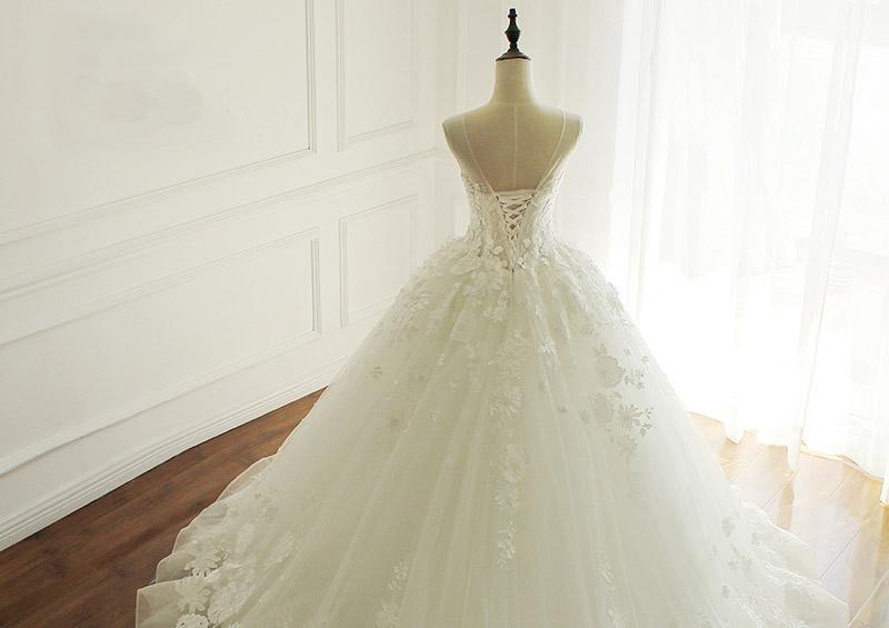 Luxurious Lace Beaded A line Wedding Bridal Dresses, Custom Made Wedding Dresses, Affordable Wedding Bridal Gowns, WD255