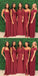 Mismatched Chiffon Dark Red Long Cheap Bridesmaid Dresses Online, WG682