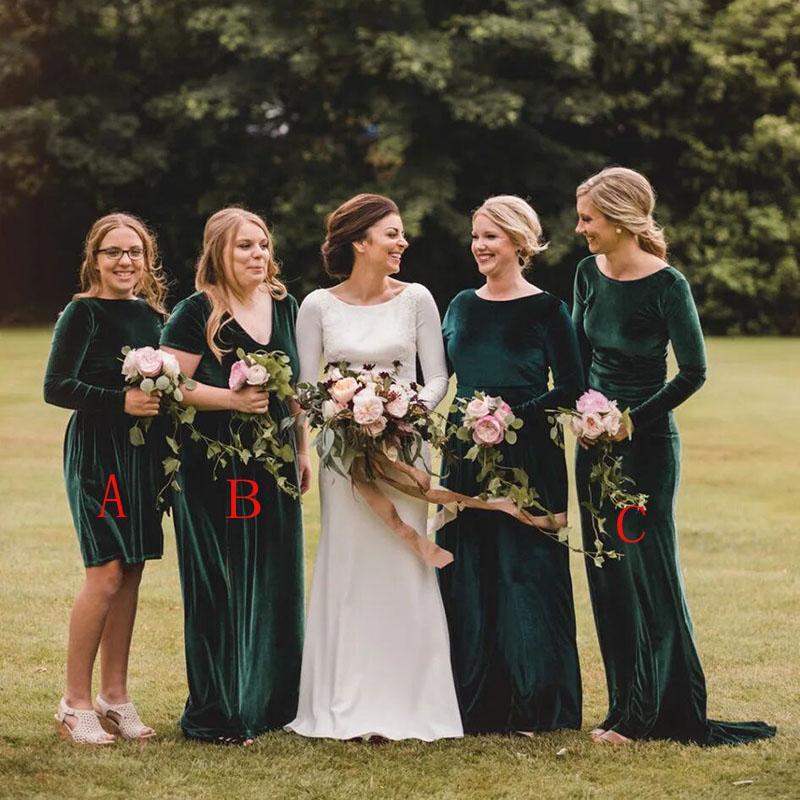 Mismatched Green Mermaid Long Sleeves Cheap Bridesmaid Dresses Online,WG973