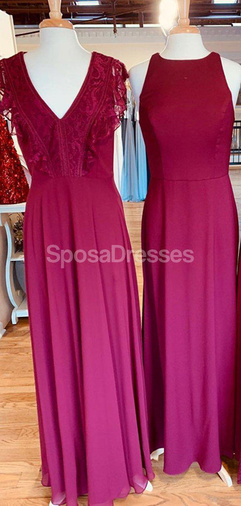 Mismatched Hot Pink Chiffon Long Bridesmaid Dresses Online, Cheap Bridesmaids Dresses, WG694