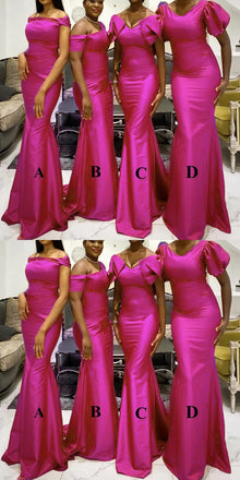 Mismatched Red Mermaid Cheap Long Bridesmaid Dresses,WG1445