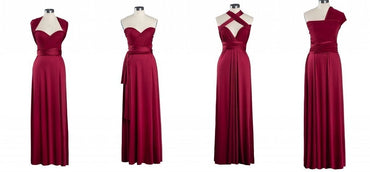 Multiway A-line Burgundy Cheap Long Bridesmaid Dresses Online,WG1043