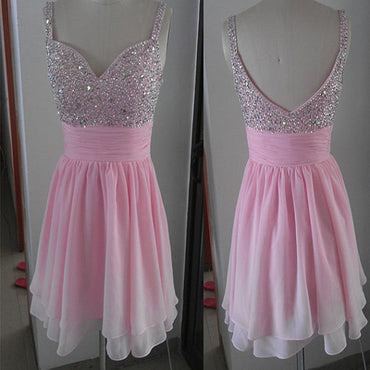 New Arrival peach pink sparkly simple cute Bohemian freshman homecoming prom dress,BD00107