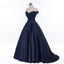 Off Shoulder Navy Blue Beaded A line Long Evening Prom Dresses, Popular Cheap Long Party Prom Dresses, 17230