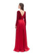 Red A-line Long Sleeves High Slit V-neck Cheap Prom Dresses Online,12580