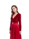 Red A-line Long Sleeves High Slit V-neck Cheap Prom Dresses Online,12580