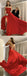 Red A-line Spaghetti Straps Backless High Slit Long Prom Dresses Online,12518