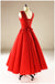Red A line Tulle Wedding Dresses,  2017 Corset back Tea Length Custom Wedding Gowns, Affordable Bridal Dresses, 18002