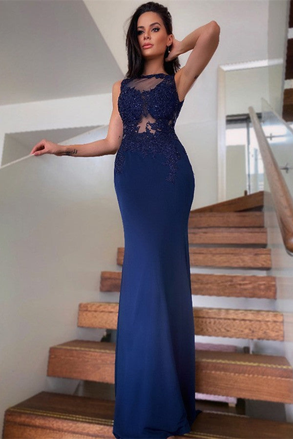 Royal Blue Mermaid Jewel Maxi Long Prom Dresses,Evening Dresses,12933