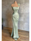 Sage Mermaid One Shoulder Cheap Long Prom Dresses,Evening Party Dresses,12680