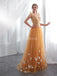 Scoop Butter Fly Orange A-line Tulle Evening Prom Dresses, Evening Party Prom Dresses, 12025