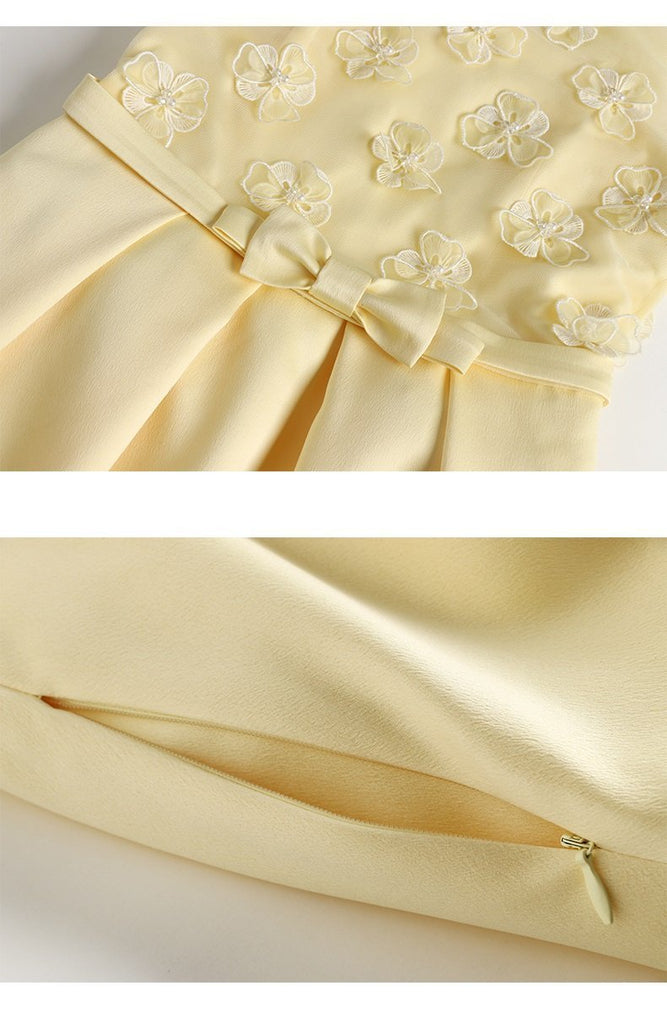 Scoop Pastel Yellow Flower Cheap Homecoming Dresses Online, Cheap Short Prom Dresses, CM780