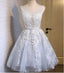 See Through Grey Lace Homecoming Prom Dresses, Affordable Short Party Prom Dresses, Perfect Homecoming Dresses, CM285