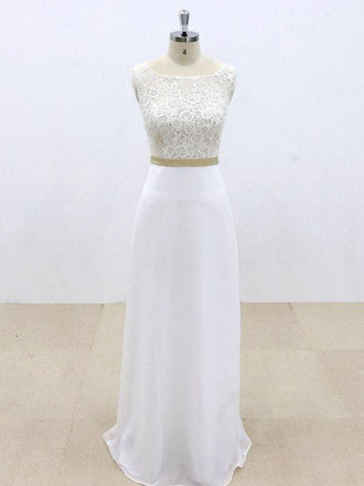 See Through Lace Sheath Cheap Beach Wedding Dresses Online, WD385