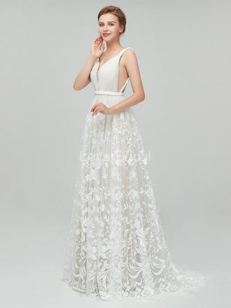 Sexy Backess Lace A-line Cheap Wedding Dresses Online, Cheap Bridal Dresses, WD559