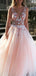 Sexy Backless Pink Lace Beaded Evening Prom Dresses, Evening Party Prom Dresses, 12289