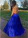 Sexy Backless Royal Blue A-line Long Evening Prom Dresses, Evening Party Prom Dresses, 12297