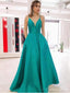 Sexy Backless Simple Green Cheap Long Evening Prom Dresses, Evening Party Prom Dresses, 18639