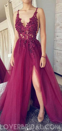 Sexy Backless V Neck See Through Long Evening Prom Dresses, Cheap Custom Sweet 16 Dresses, 18449