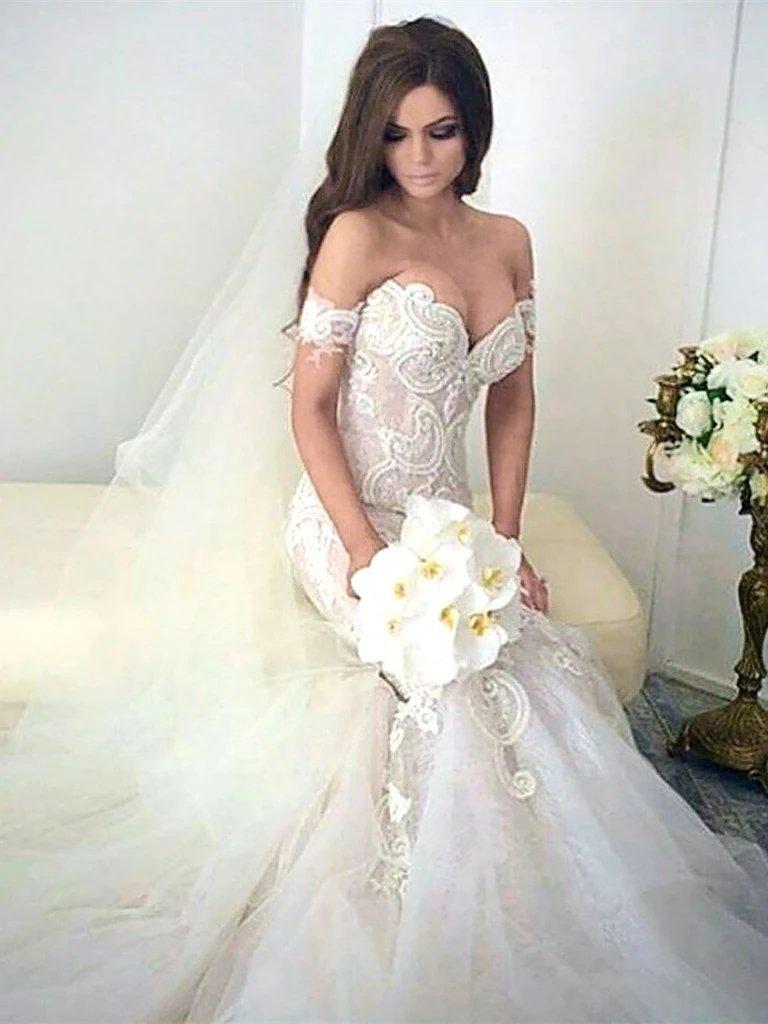 Sexy Lace Mermaid Wedding Dresses Online, Cheap Wedding Gown, WD670