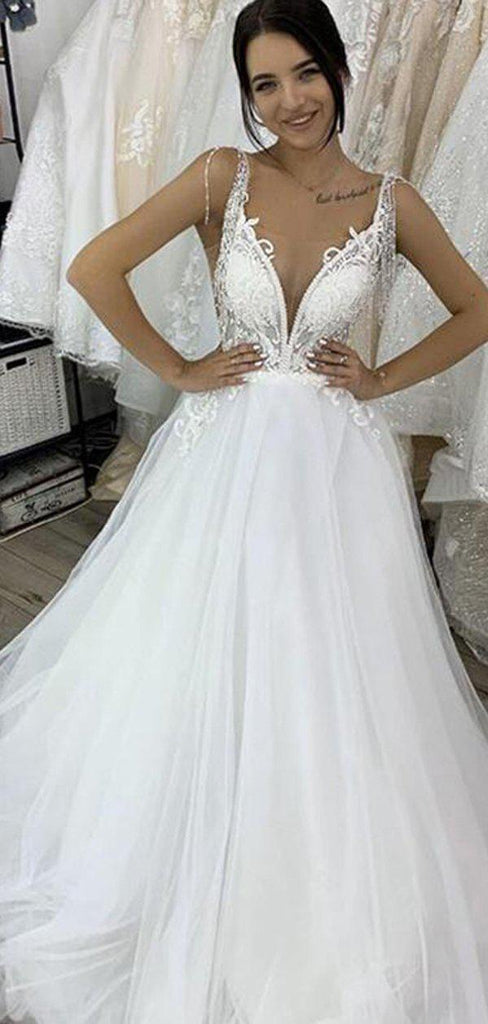 Sexy Low Back V Neck Cheap Wedding Dresses Online, Cheap Bridal Dresses, WD651