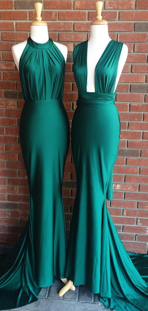 Sexy Mermaid Green Sleeveless Long Bridesmaid Dresses Gown Online,WG959