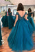 Sexy Off Shoulder Backless Teal A line Long Evening Prom Dresses, Popular Cheap Long Party Prom Dresses, 17311